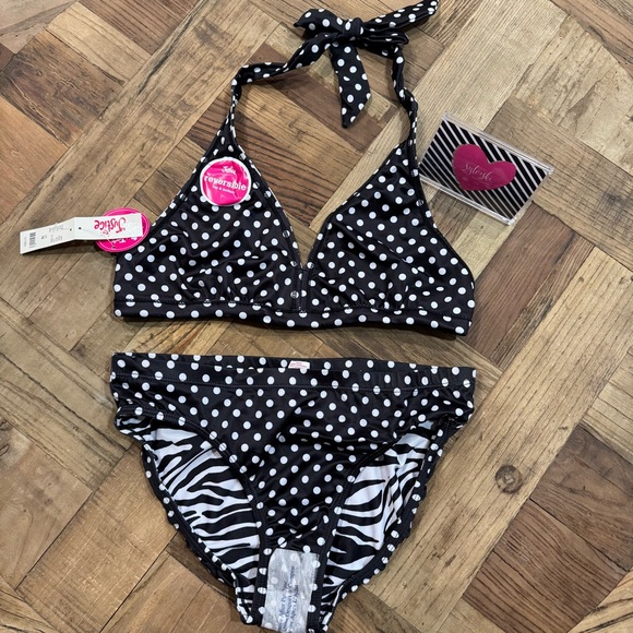 Justice Other - 🌴Justice Black and White Reversible Polka Dot Bikini Set